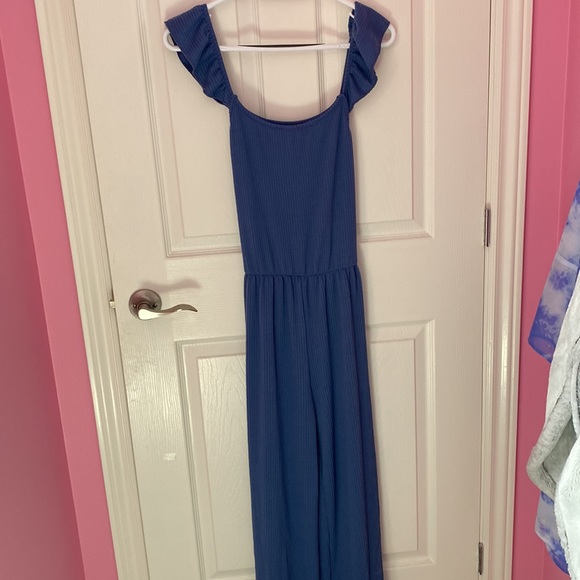 NWT Caution to the Wind Blue Ribbed Jumpsuit - Picture 2 of 7